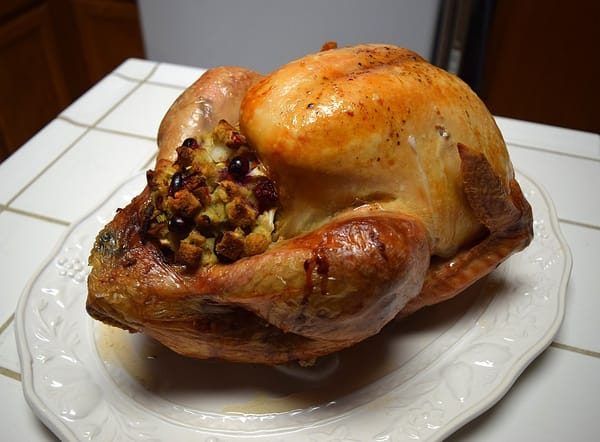 Home baked Thanksgiving turkey with stuffing.